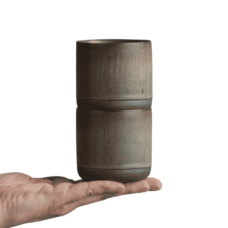 BirdmansHome Zestaw dwóch płaskich kubków 2x180 ml Szaro-zielone | CoffeeLove