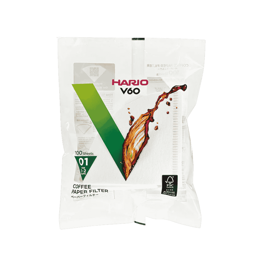Hario Filtry papierowe białe V60-01 białe 100 sztuk | CoffeeLove