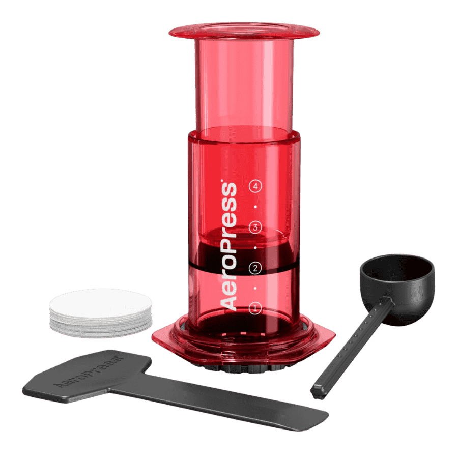 AeroPress Coffee Maker Clear Red | CoffeeLove